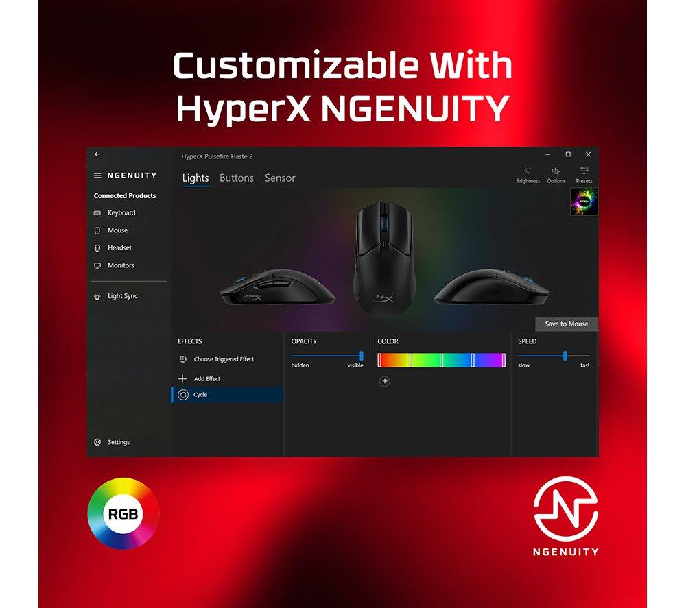 Ratón para juegos con cable HYPERX Pulsefire Haste 2 | RGB | 6 botones programables - Negro