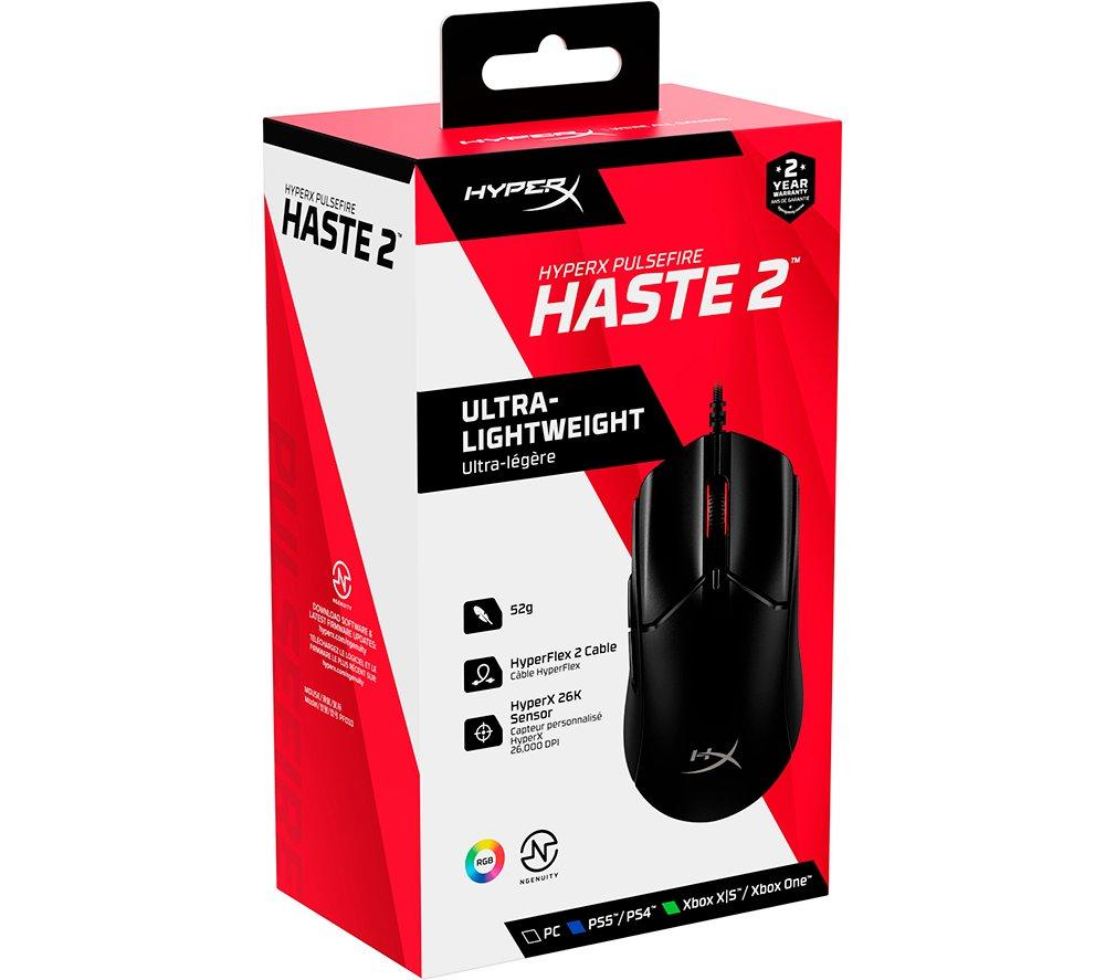 Ratón para juegos con cable HYPERX Pulsefire Haste 2 | RGB | 6 botones programables - Negro