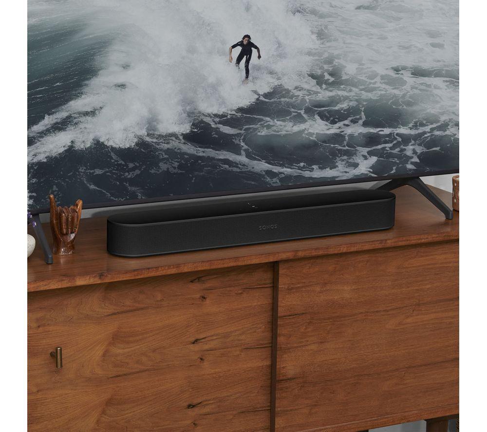 SONOS Beam (Gen 2) Compact Sound Bar & SUB Mini Wireless Subwoofer Bundle - Black