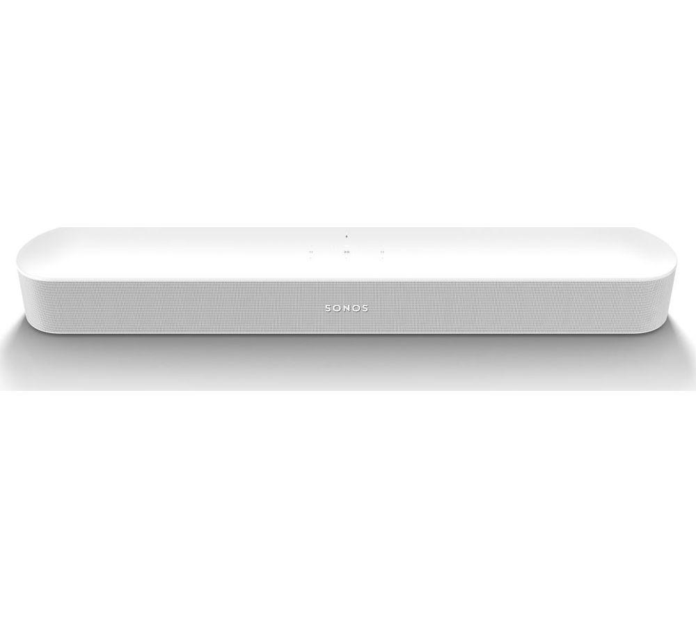 SONOS Beam (Gen 2) Compact Sound Bar & SUB Mini Wireless Subwoofer Bundle - White