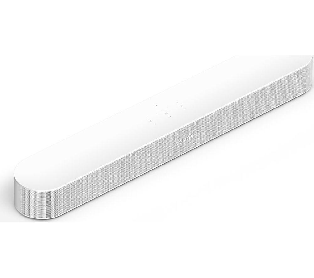 SONOS Beam (Gen 2) Compact Sound Bar & SUB Mini Wireless Subwoofer Bundle - White