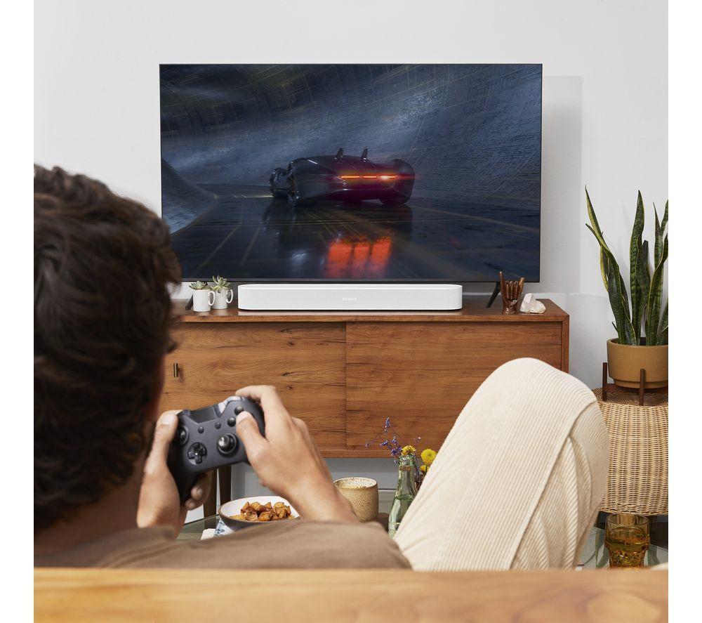Barra de sonido compacta SONOS Beam (Gen 2) y subwoofer inalámbrico SUB Mini - Blanco