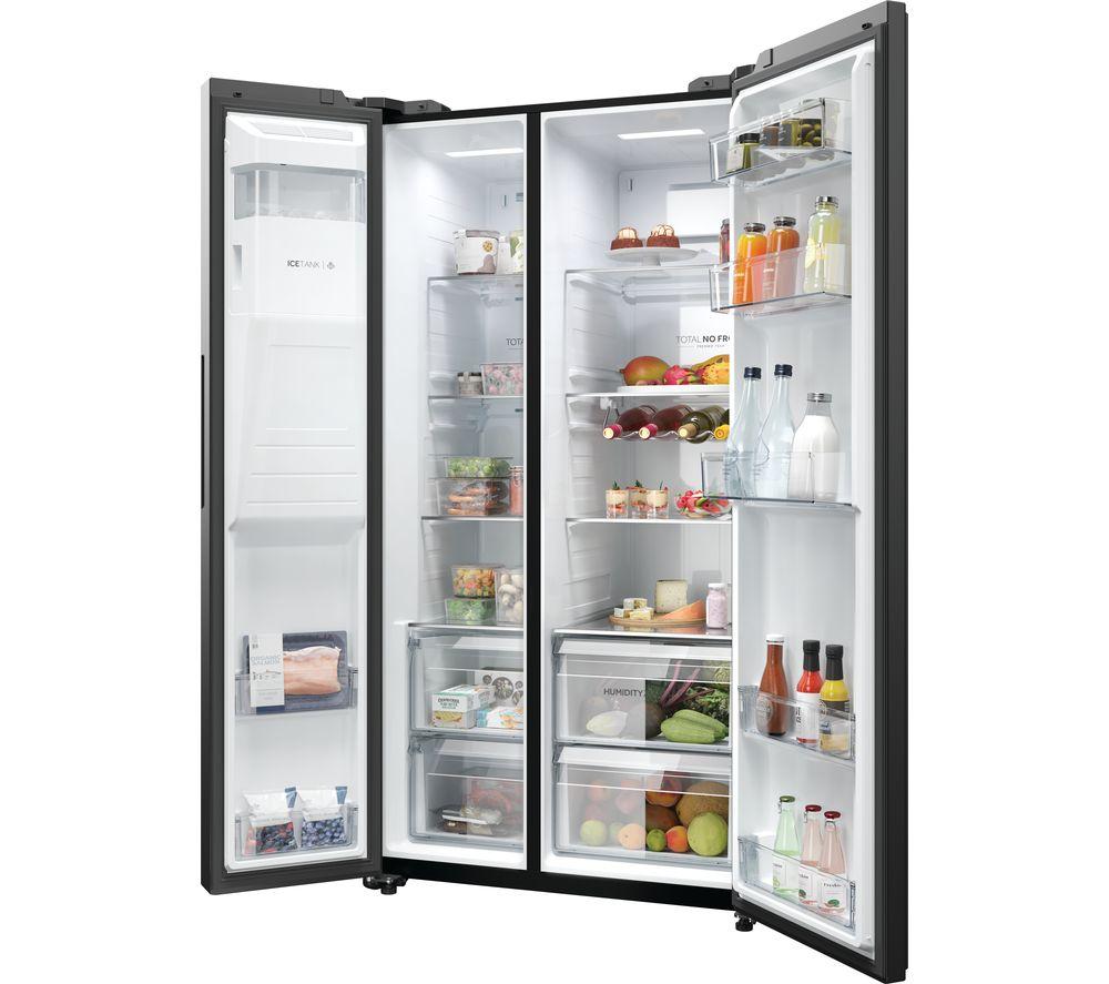 HAIER HSW59F18EIPT American-Style Smart Fridge Freezer - Slate Black