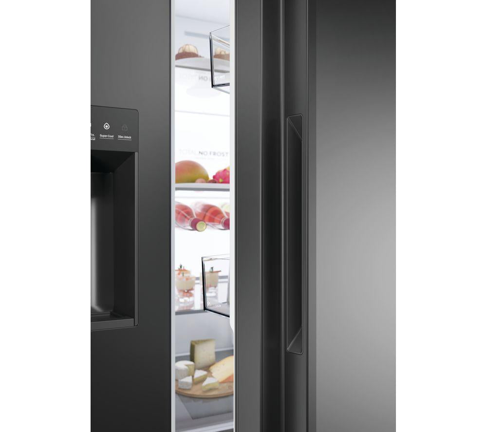HAIER HSW59F18EIPT American-Style Smart Fridge Freezer - Slate Black