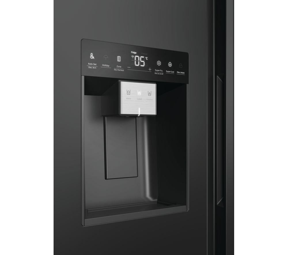 HAIER HSW59F18EIPT American-Style Smart Fridge Freezer - Slate Black