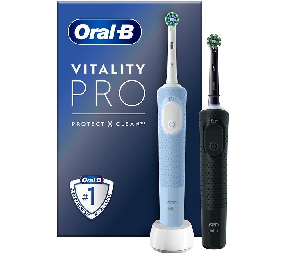 ORAL-B Vitality Pro Electric Toothbrush - Pack of 2, Black & Blue
