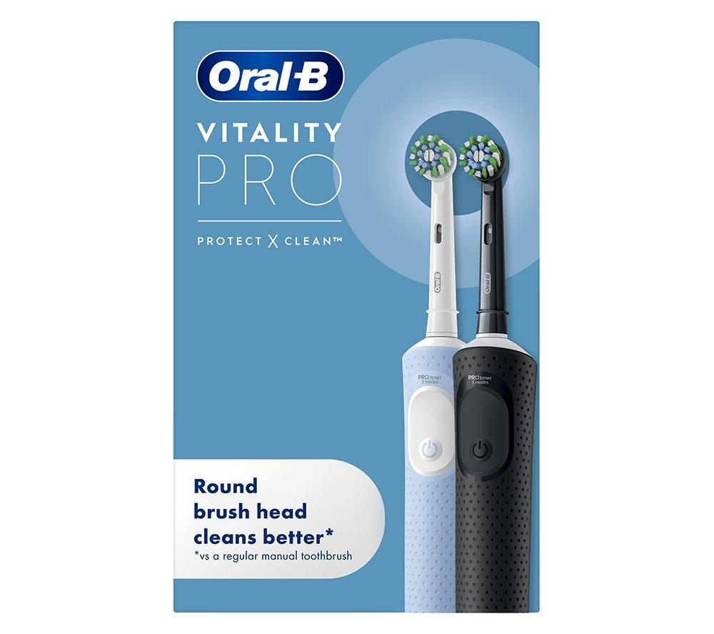 ORAL-B Vitality Pro Electric Toothbrush - Pack of 2, Black & Blue