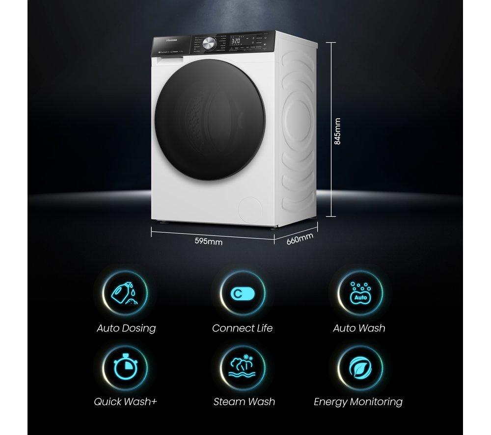 Lavadora HISENSE Serie 5S con dosificación automática WF5S1045BW con WiFi, 10,5 kg y 1400 rpm - Blanca