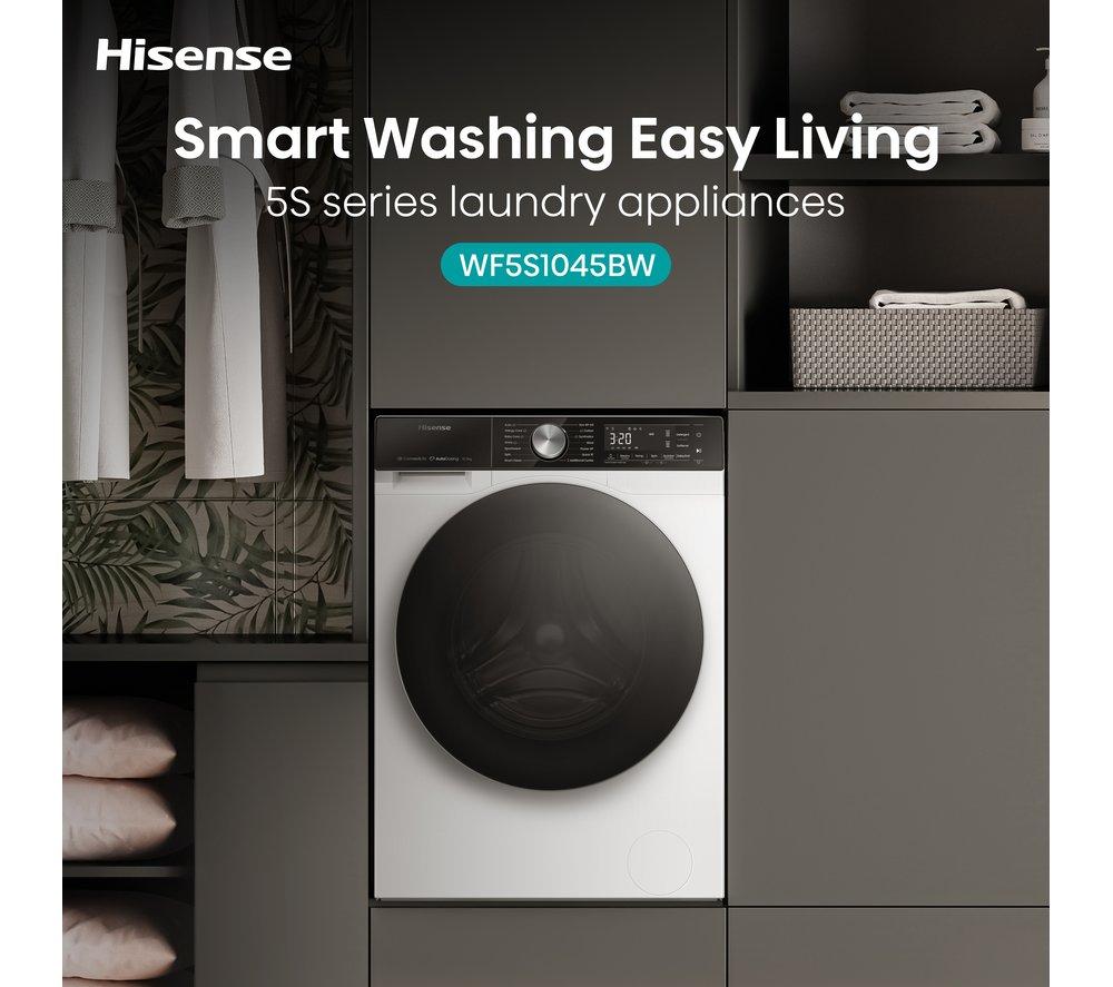 Lavadora HISENSE Serie 5S con dosificación automática WF5S1045BW con WiFi, 10,5 kg y 1400 rpm - Blanca