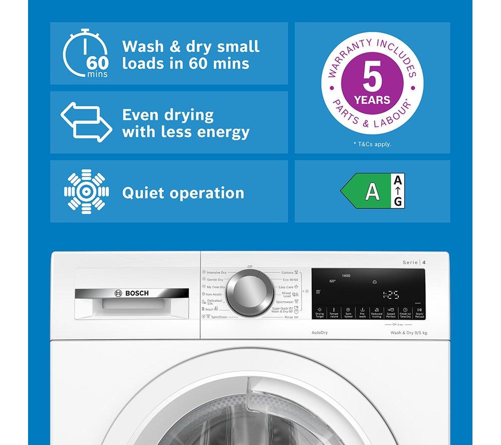 BOSCH Serie 4 WNA144V9GB Lavadora secadora de 9 kg - Blanca