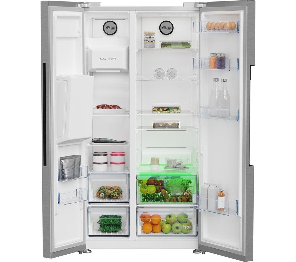 BEKO Pro HarvestFresh ASP342VPS American-Style Fridge Freezer - Stainless Steel