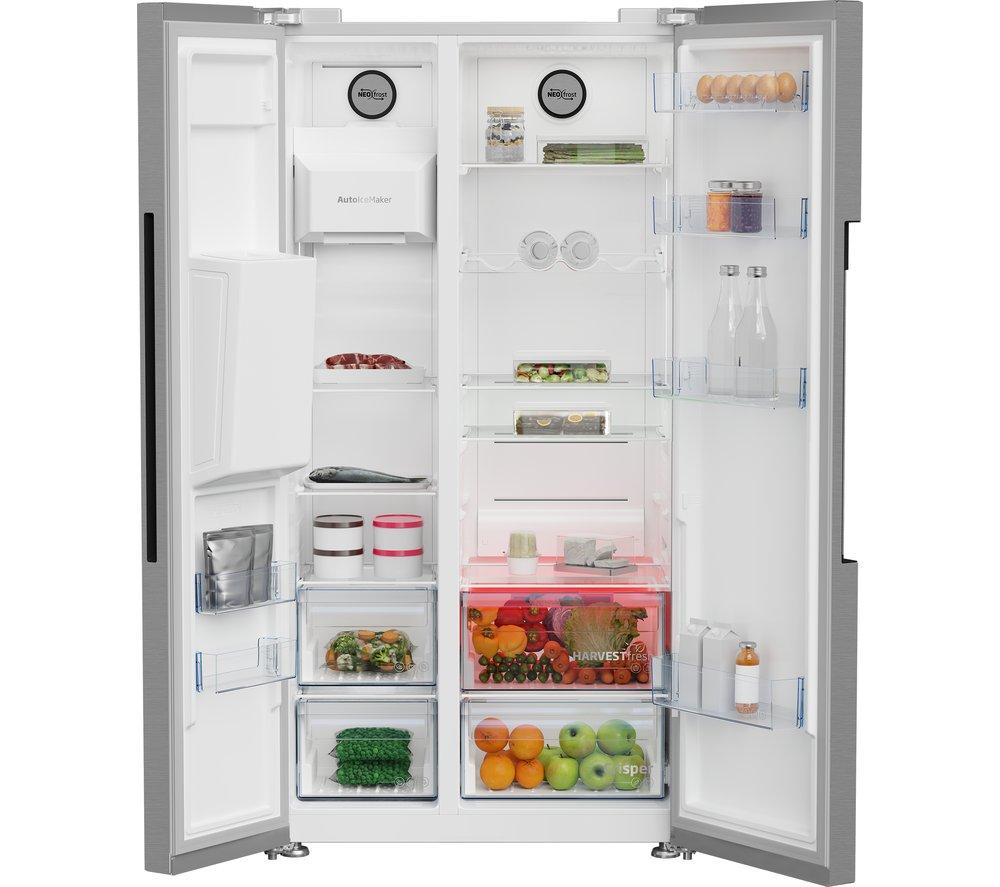 BEKO Pro HarvestFresh ASP342VPS American-Style Fridge Freezer - Stainless Steel