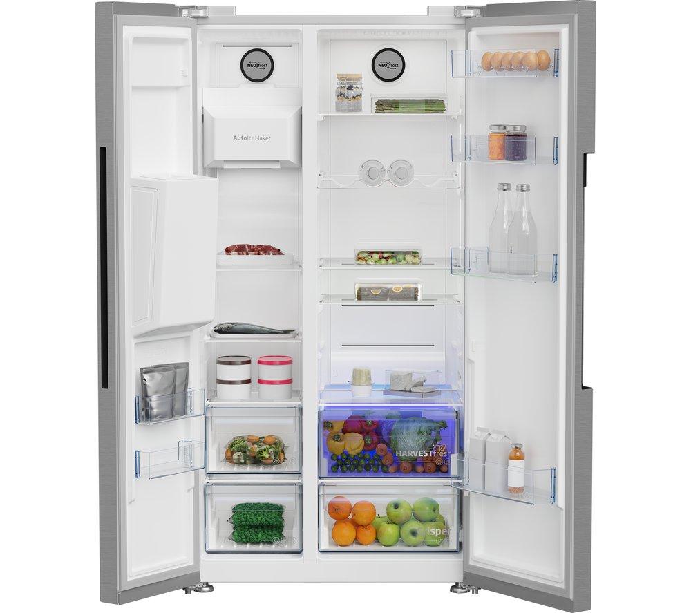BEKO Pro HarvestFresh ASP342VPS American-Style Fridge Freezer - Stainless Steel
