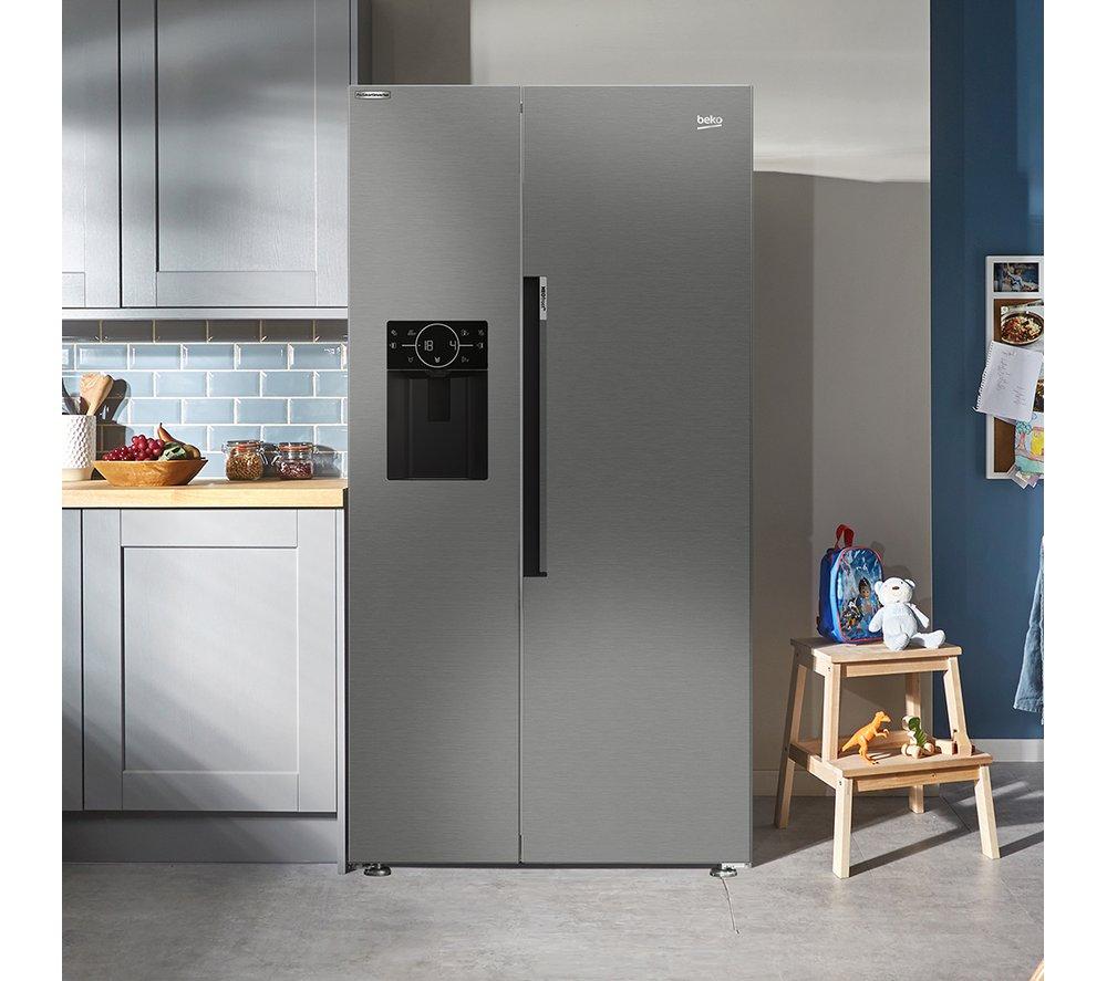 BEKO Pro HarvestFresh ASP342VPS American-Style Fridge Freezer - Stainless Steel