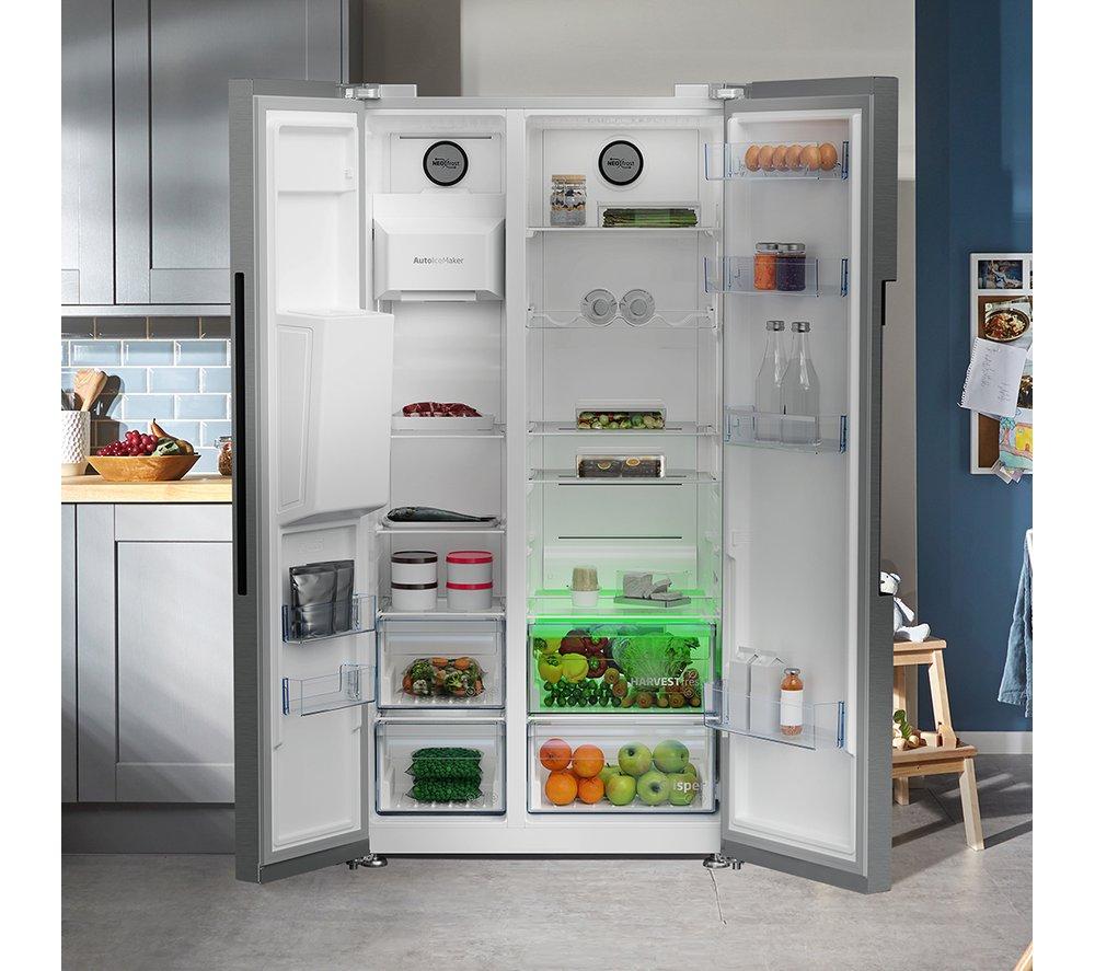 BEKO Pro HarvestFresh ASP342VPS American-Style Fridge Freezer - Stainless Steel