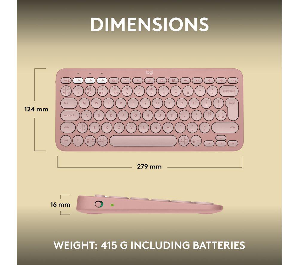 LOGITECH Pebble Keys 2 K380S Wireless Keyboard - Pink