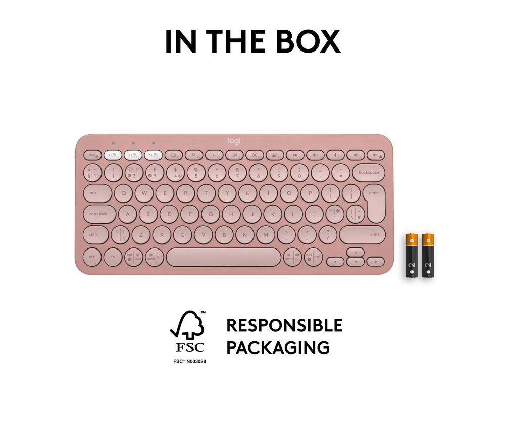 LOGITECH Pebble Keys 2 K380S Wireless Keyboard - Pink