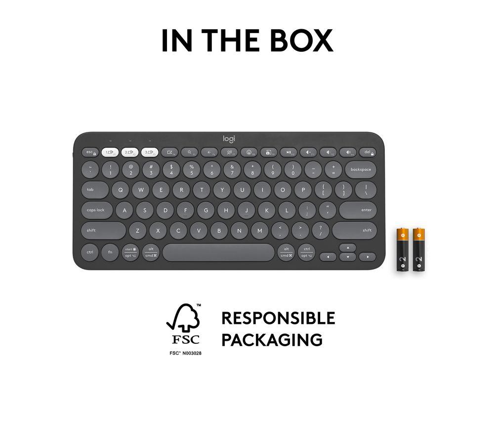 Teclado inalámbrico Logitech Pebble Keys 2 K380S - Negro