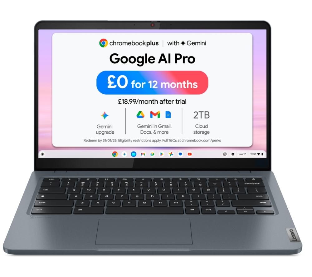 LENOVO IdeaPad Slim 3i 14" Chromebook Plus - Intel® Core™ i3, 256 GB eMMC, Grey