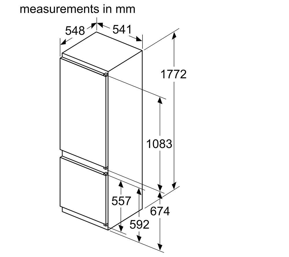 Frigorífico Combi Integrable BOSCH Serie 2 KIV87NSE0G 70/30 - Puerta Deslizante