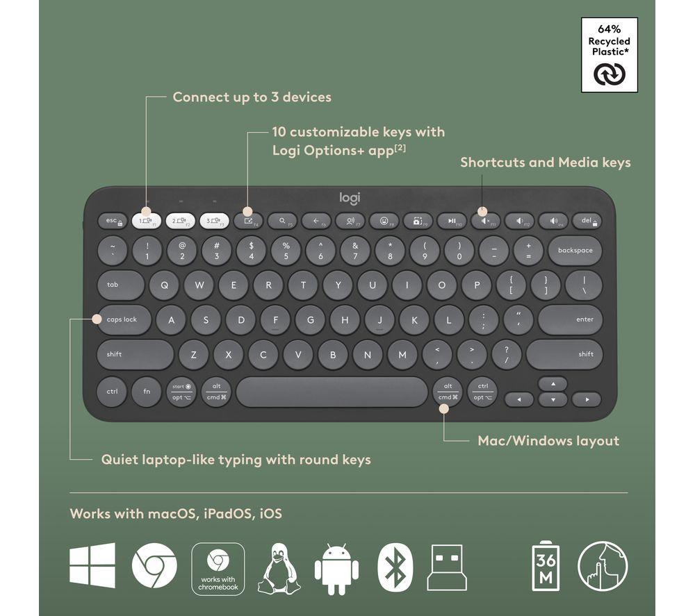 LOGITECH Pebble 2 MK380 Wireless Keyboard & Mouse Set - Graphite