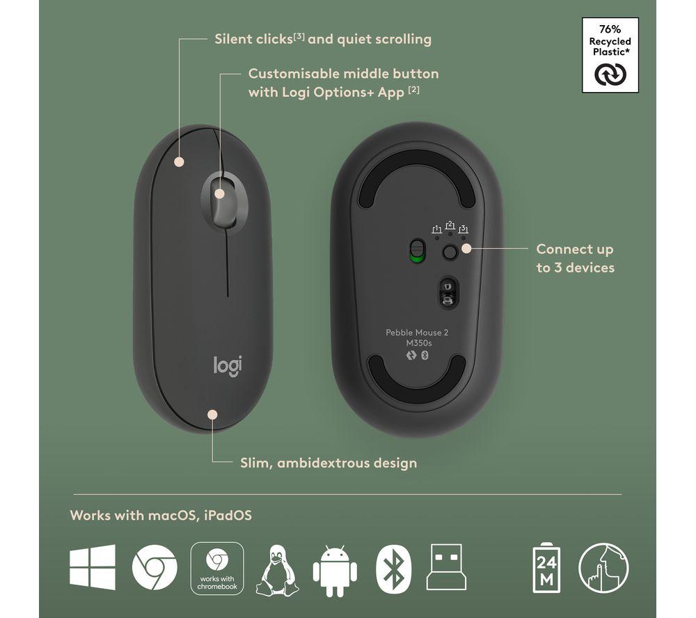 LOGITECH Pebble 2 MK380 Wireless Keyboard & Mouse Set - Graphite