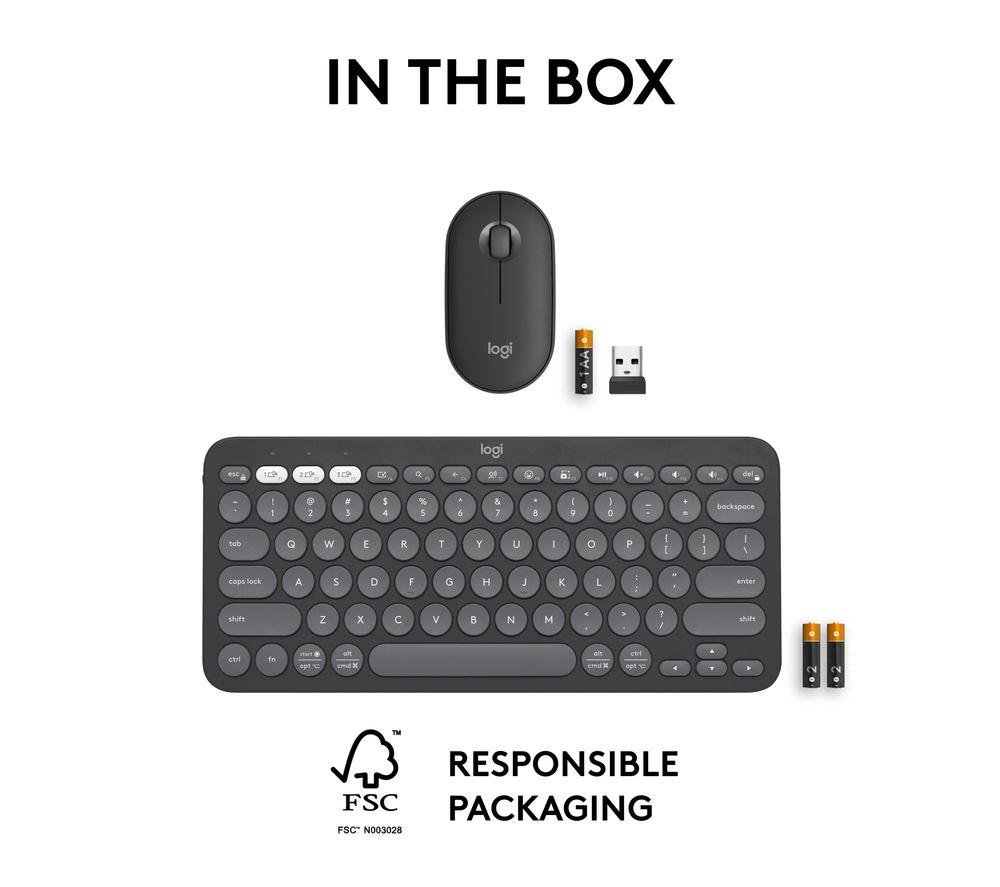 LOGITECH Pebble 2 MK380 Wireless Keyboard & Mouse Set - Graphite