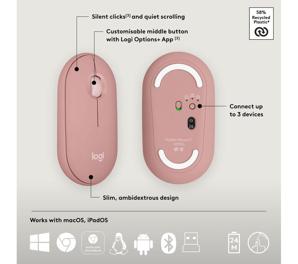LOGITECH Pebble 2 MK380 Wireless Keyboard & Mouse Set - Rose