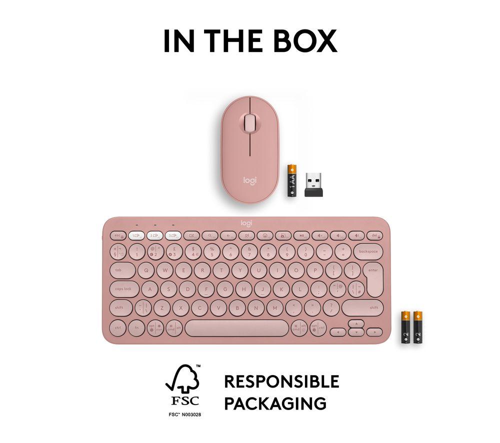 LOGITECH Pebble 2 MK380 Wireless Keyboard & Mouse Set - Rose
