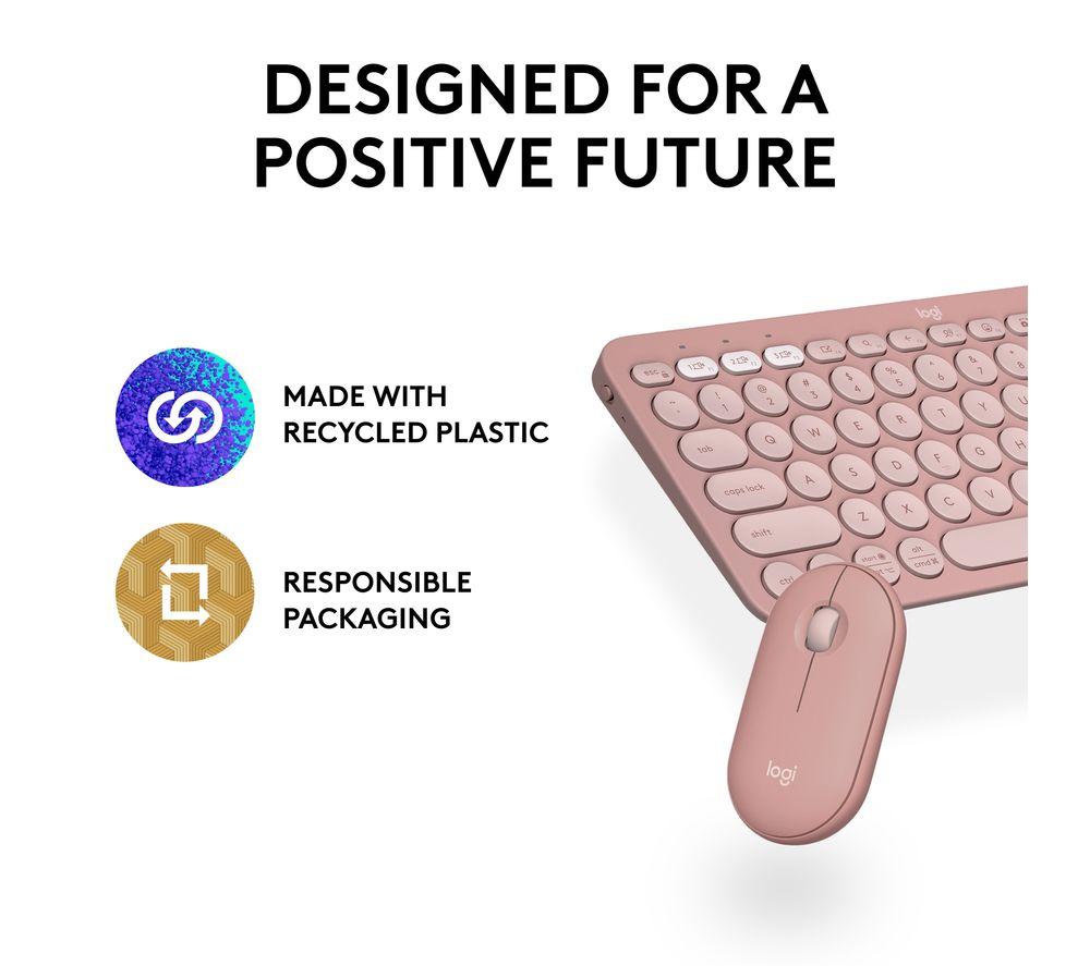 LOGITECH Pebble 2 MK380 Wireless Keyboard & Mouse Set - Rose