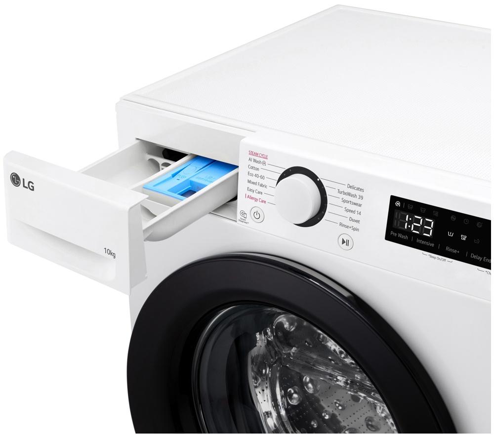Lavadora LG Series 4 AI Direct Drive F4C510WBTN1 de 10 kg y 1400 rpm - Blanca