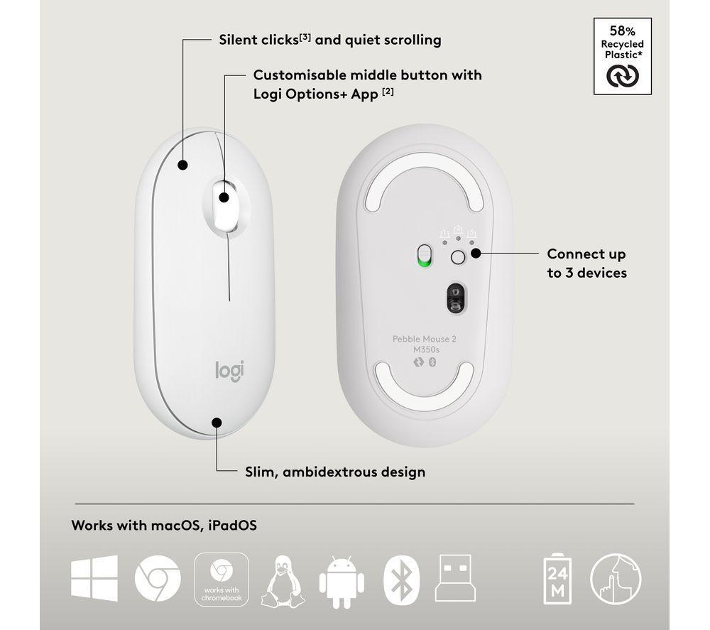 Set de teclado y ratón inalámbricos LOGITECH Pebble 2 MK380 - Blanco roto