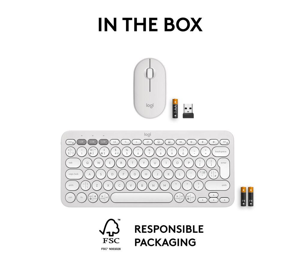 Set de teclado y ratón inalámbricos LOGITECH Pebble 2 MK380 - Blanco roto