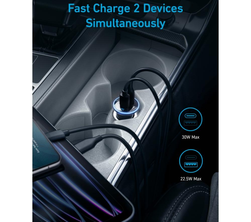 ANKER 2-Port 52.5W USB Type-C Car Charger - Black