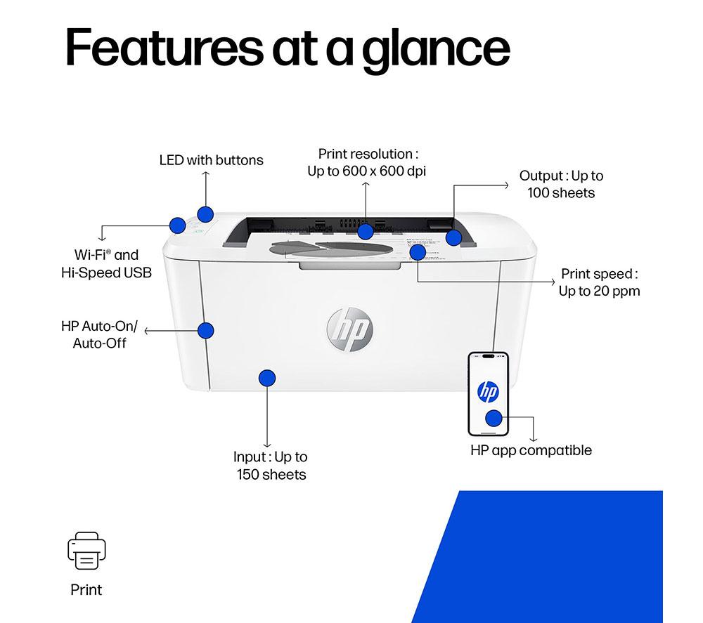 HP LaserJet M110W Wireless Mono Laser Printer | Compact Design | WiFi Printer