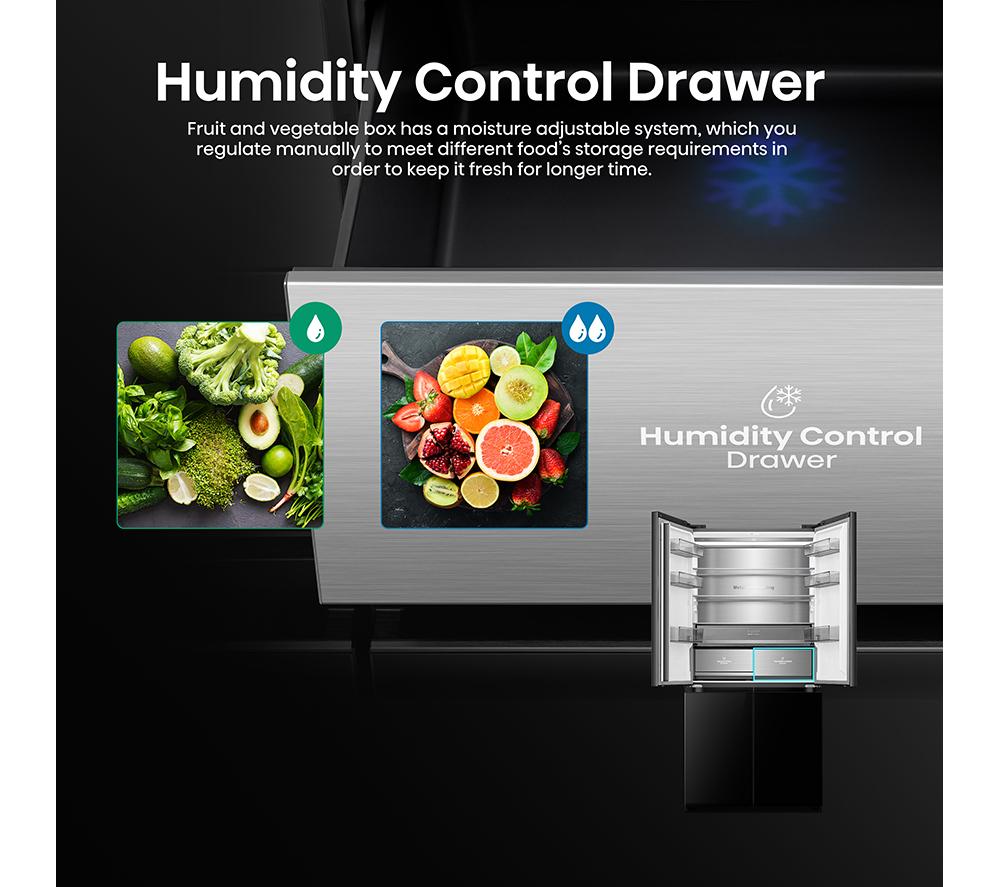 HISENSE KitchenFit RQ768N4GBE Fridge Freezer - Black Glass