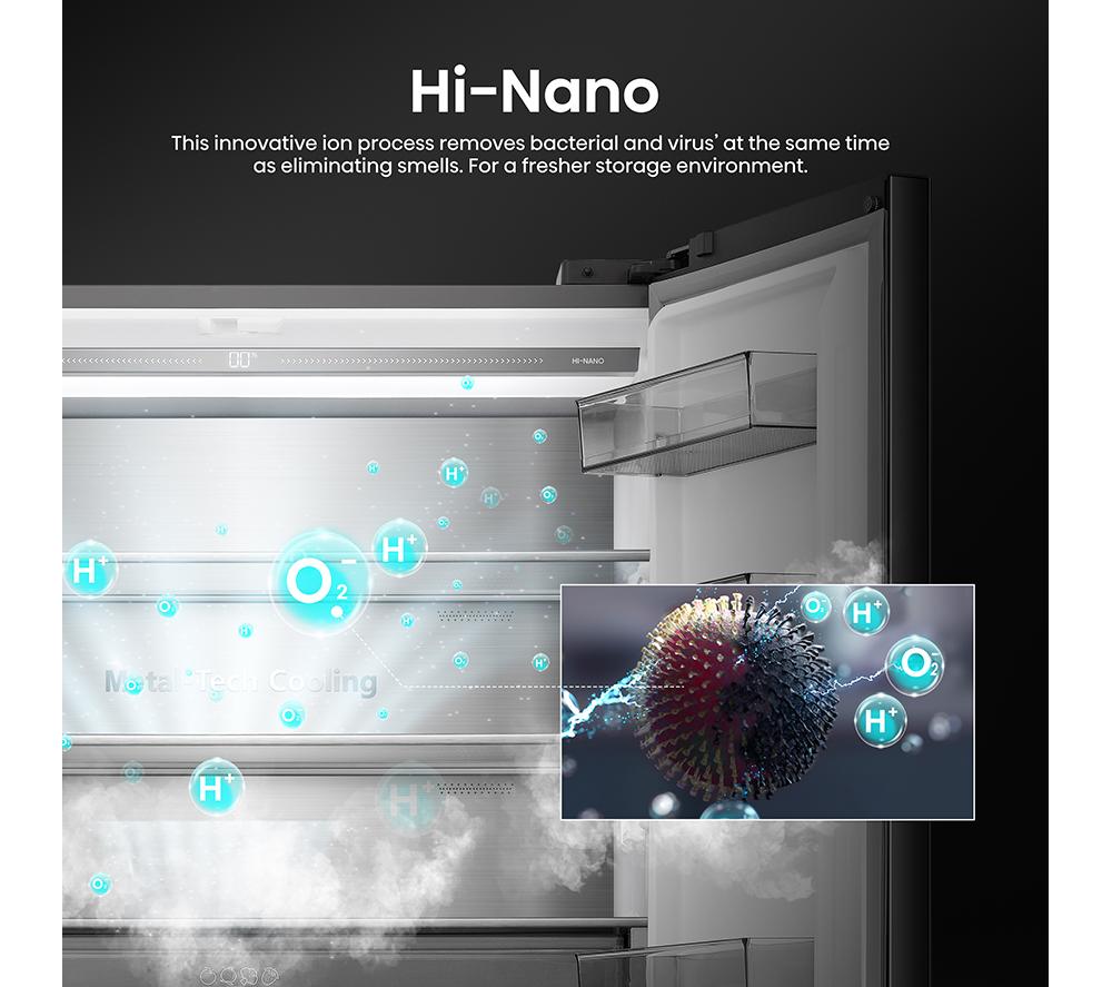 HISENSE KitchenFit RQ768N4GBE Fridge Freezer - Black Glass