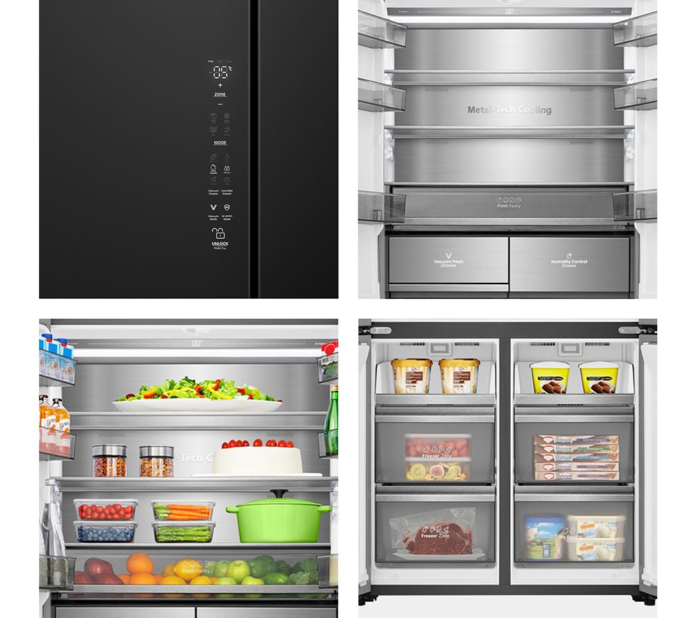 HISENSE KitchenFit RQ768N4GBE Fridge Freezer - Black Glass