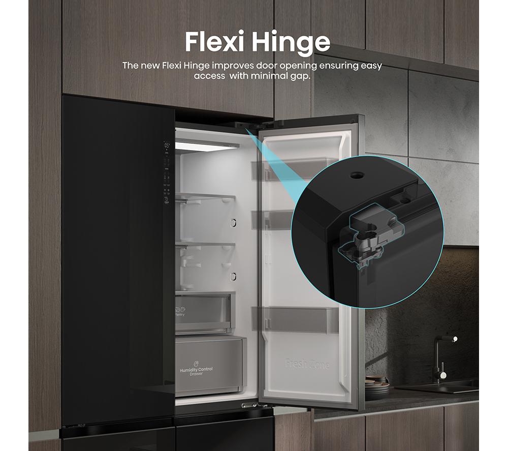 HISENSE KitchenFit RQ768N4GBE Fridge Freezer - Black Glass