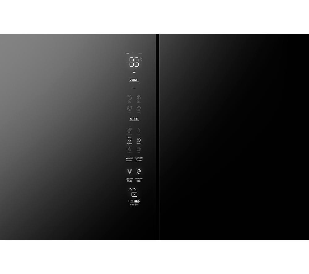 HISENSE KitchenFit RQ768N4GBE Fridge Freezer - Black Glass