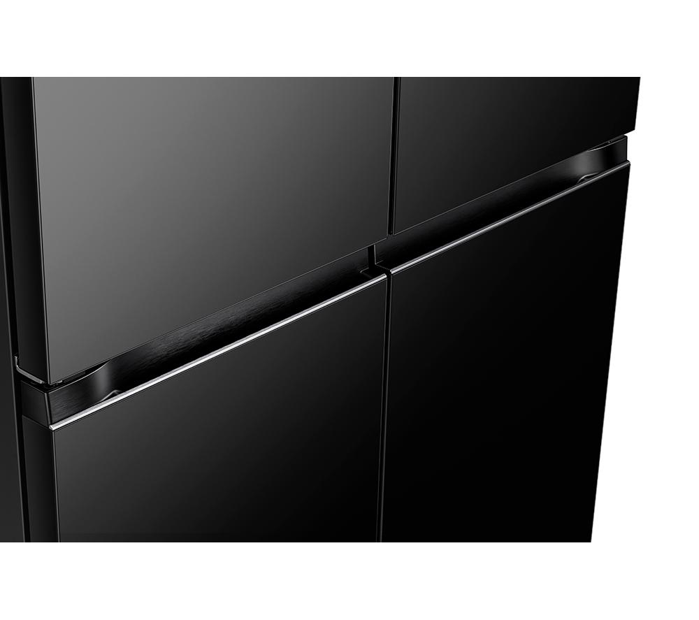 HISENSE KitchenFit RQ768N4GBE Fridge Freezer - Black Glass