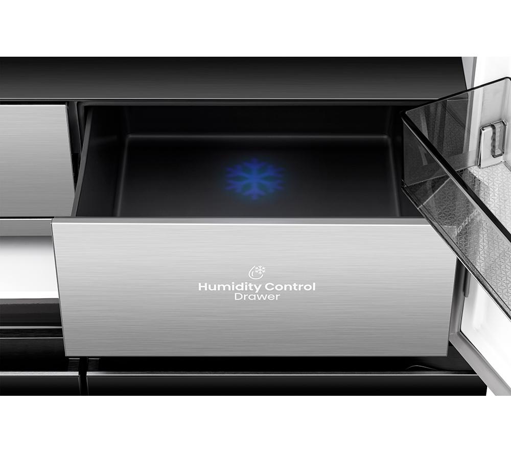 HISENSE KitchenFit RQ768N4GBE Fridge Freezer - Black Glass