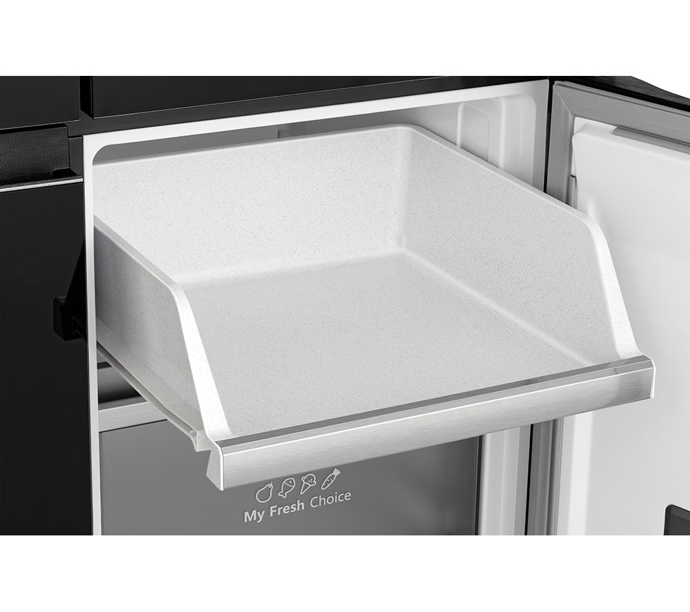 HISENSE KitchenFit RQ768N4GBE Fridge Freezer - Black Glass