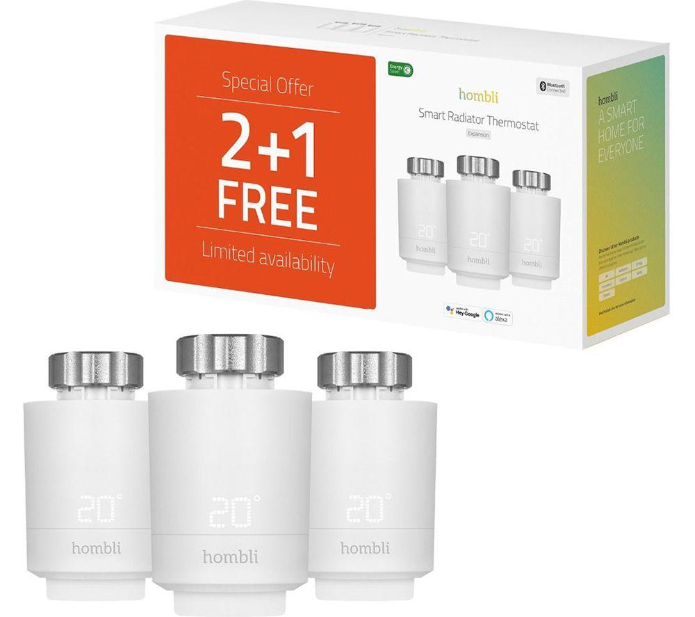 HOMBLI HBPP-0112 Smart Radiator Thermostat Expansion Kit - Pack of 3, White