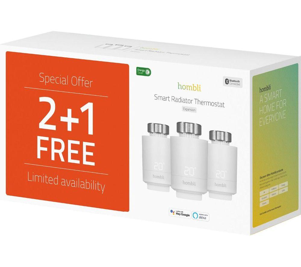 HOMBLI HBPP-0112 Smart Radiator Thermostat Expansion Kit - Pack of 3, White