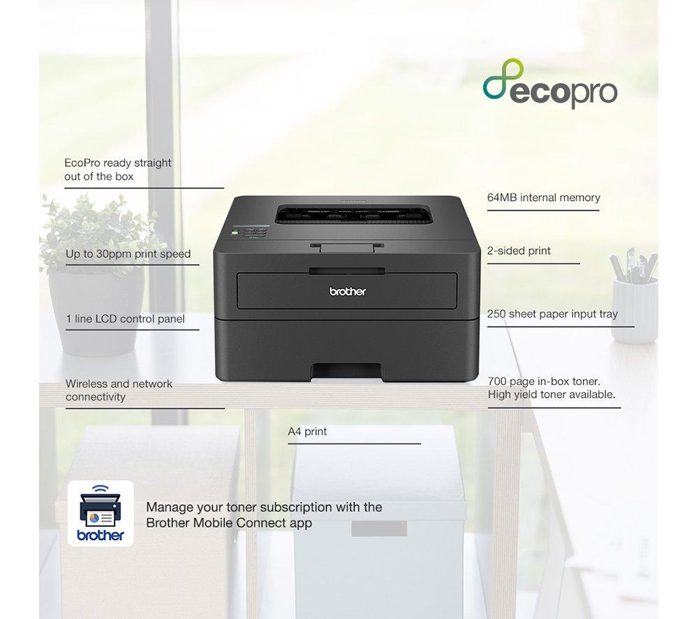 BROTHER EcoPro HLL2400DWE Monochrome Wireless Laser Printer - Black