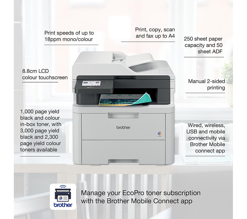 BROTHER EcoPro MFCL3740CDWE All-in-One Laser Printer with Fax