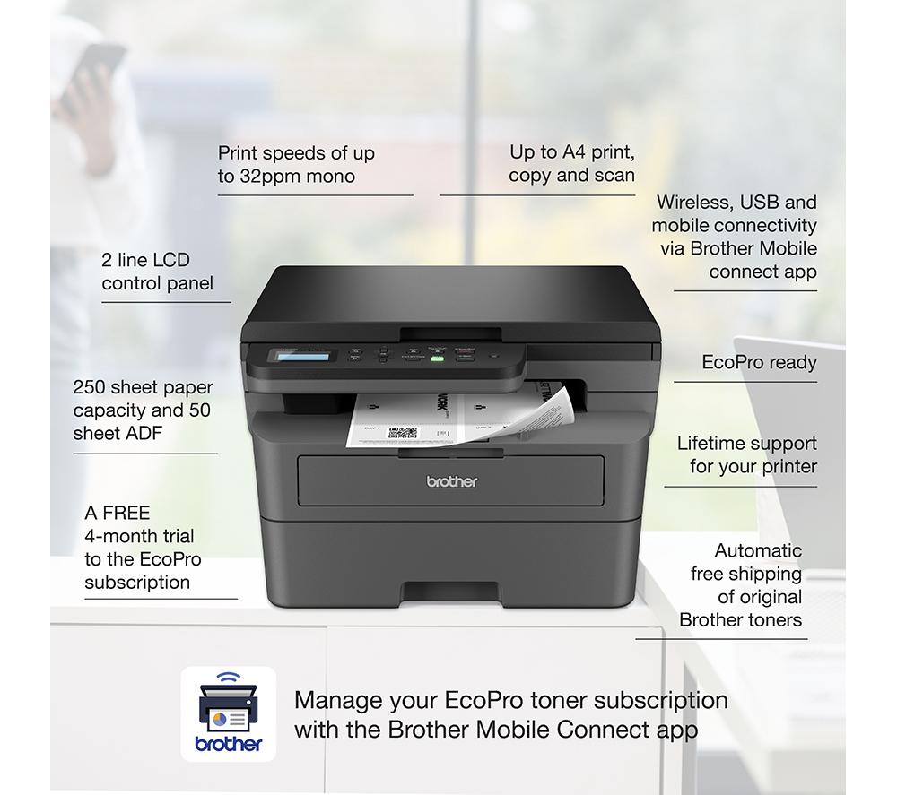 BROTHER EcoPro DCP-L2627DWE Monochrome All-in-One Wireless Laser Printer