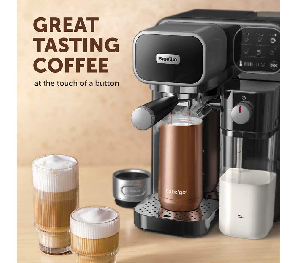 BREVILLE Prima Latte Luxe VCF166 Kaffeemaschine - Schwarz & Silber