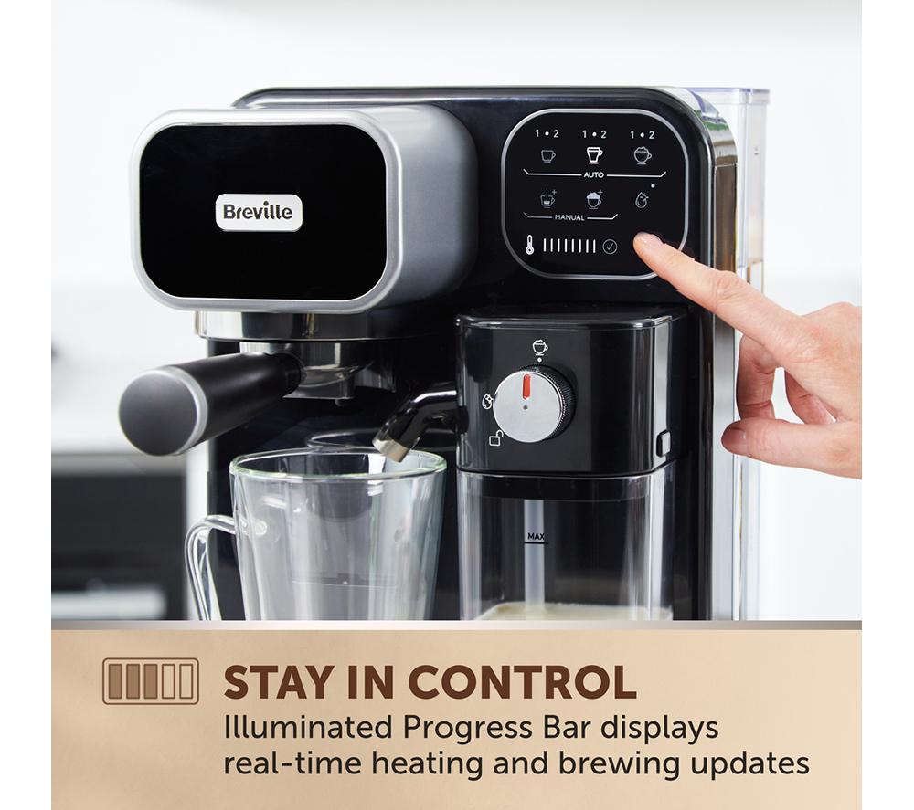BREVILLE Prima Latte Luxe VCF166 Kaffeemaschine - Schwarz & Silber